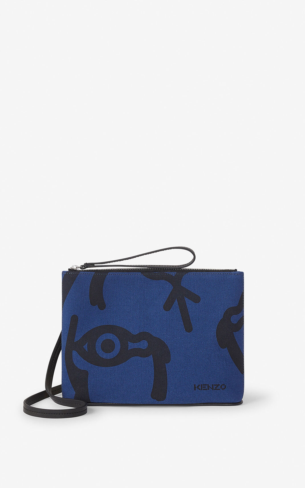 Kenzo Arc Lærred and shoulder strap Messenger Taske Dame - Blå DK-725387